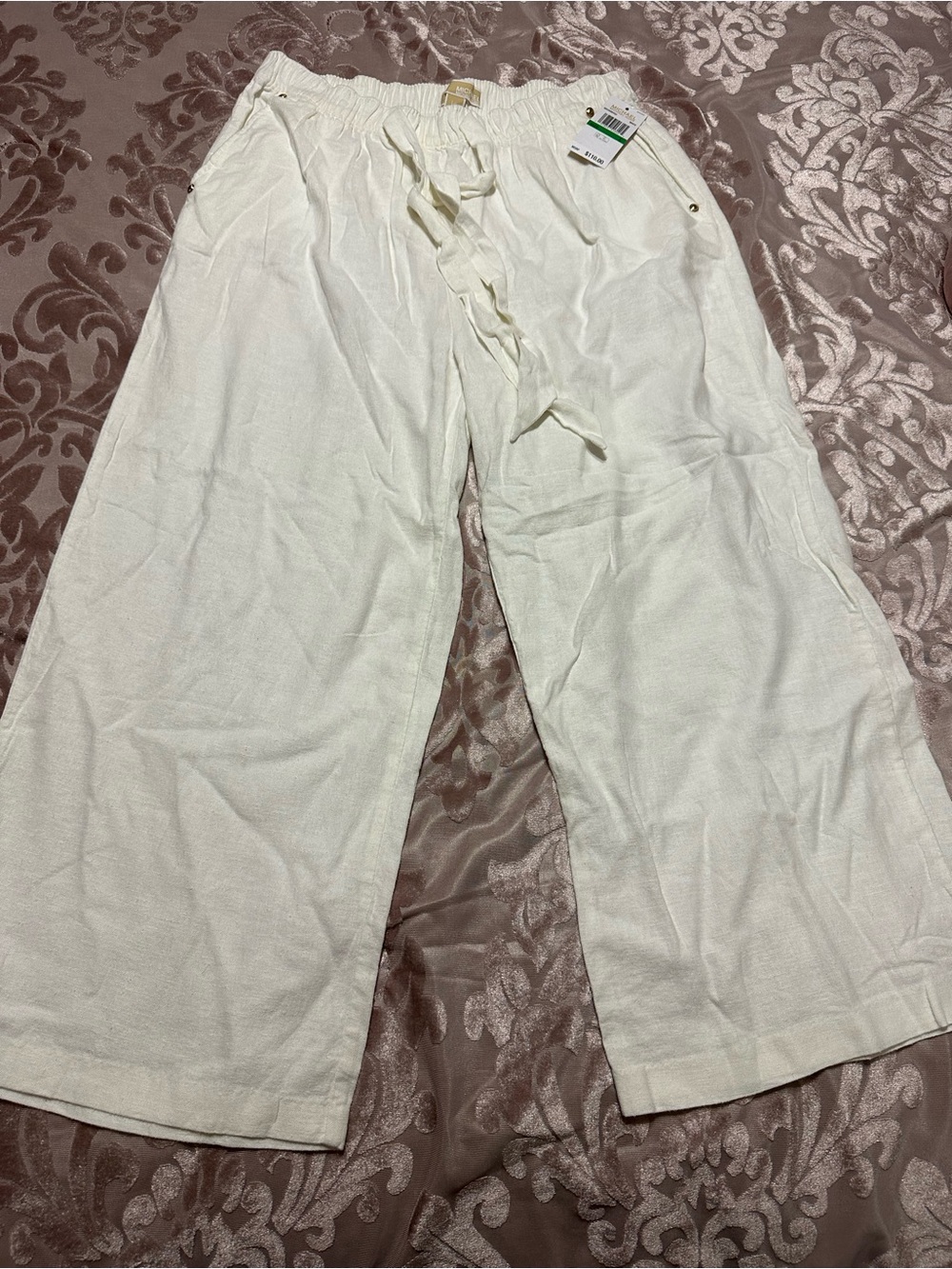 Michael Kors White Wide-Leg Lounge Pants- Size L
